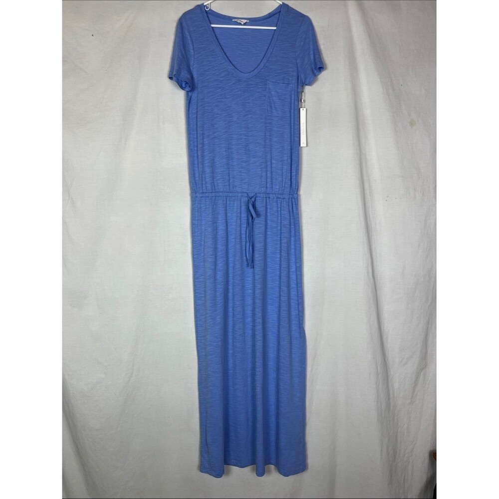 Caslon Blue Cornflower Cotton Modal Blend Lightweight Maxi Shirt Dress